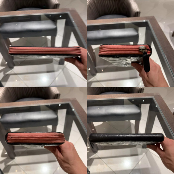 Authentic CHANEL Camellia Lamb Skin Long Zippy Wallet Black Pink - Picture 4 of 6